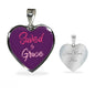 Christian Saved By Grace Heart Necklace Stainless Steel or 18k Gold Pendant 18-22" - Express Your Love Gifts