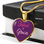 Christian Saved By Grace Heart Necklace Stainless Steel or 18k Gold Pendant 18-22" - Express Your Love Gifts