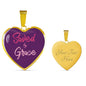 Christian Saved By Grace Heart Necklace Stainless Steel or 18k Gold Pendant 18-22" - Express Your Love Gifts