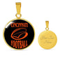 Cincinnati Circle Pendant Football Fan Necklace Stainless Steel or 18k Gold 18-22" - Express Your Love Gifts