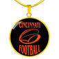 Cincinnati Circle Pendant Football Fan Necklace Stainless Steel or 18k Gold 18-22" - Express Your Love Gifts