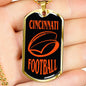 Cincinnati Fan Necklace Dog Tag Stainless Steel or 18k Gold 24" Chain - Express Your Love Gifts