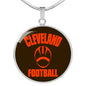 Cleveland Circle Pendant Football Fan Necklace Stainless Steel or 18k Gold 18-22" - Express Your Love Gifts