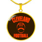 Cleveland Circle Pendant Football Fan Necklace Stainless Steel or 18k Gold 18-22" - Express Your Love Gifts
