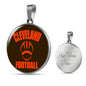 Cleveland Circle Pendant Football Fan Necklace Stainless Steel or 18k Gold 18-22" - Express Your Love Gifts