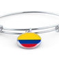 Colombia Flag Bracelet Stainless Steel or 18k Gold Circle Bangle - Express Your Love Gifts