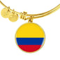 Colombia Flag Bracelet Stainless Steel or 18k Gold Circle Bangle - Express Your Love Gifts