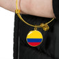 Colombia Flag Bracelet Stainless Steel or 18k Gold Circle Bangle - Express Your Love Gifts