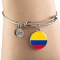 Colombia Flag Bracelet Stainless Steel or 18k Gold Circle Bangle - Express Your Love Gifts