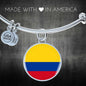Colombia Flag Bracelet Stainless Steel or 18k Gold Circle Bangle - Express Your Love Gifts