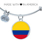 Colombia Flag Bracelet Stainless Steel or 18k Gold Circle Bangle - Express Your Love Gifts