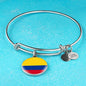 Colombia Flag Bracelet Stainless Steel or 18k Gold Circle Bangle - Express Your Love Gifts
