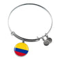Colombia Flag Bracelet Stainless Steel or 18k Gold Circle Bangle - Express Your Love Gifts