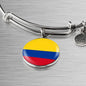 Colombia Flag Bracelet Stainless Steel or 18k Gold Circle Bangle - Express Your Love Gifts