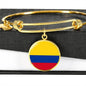 Colombia Flag Bracelet Stainless Steel or 18k Gold Circle Bangle - Express Your Love Gifts