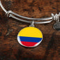 Colombia Flag Bracelet Stainless Steel or 18k Gold Circle Bangle - Express Your Love Gifts
