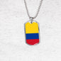 Colombia Flag Necklace Colombia Flag Stainless Steel or 18k Gold Dog Tag 24" - Express Your Love Gifts