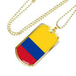 Colombia Flag Necklace Colombia Flag Stainless Steel or 18k Gold Dog Tag 24" - Express Your Love Gifts