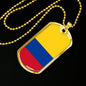 Colombia Flag Necklace Colombia Flag Stainless Steel or 18k Gold Dog Tag 24" - Express Your Love Gifts