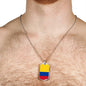 Colombia Flag Necklace Colombia Flag Stainless Steel or 18k Gold Dog Tag 24" - Express Your Love Gifts