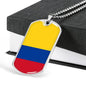 Colombia Flag Necklace Colombia Flag Stainless Steel or 18k Gold Dog Tag 24" - Express Your Love Gifts
