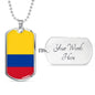Colombia Flag Necklace Colombia Flag Stainless Steel or 18k Gold Dog Tag 24" - Express Your Love Gifts