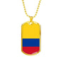 Colombia Flag Necklace Colombia Flag Stainless Steel or 18k Gold Dog Tag 24" - Express Your Love Gifts