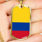 Colombia Flag Necklace Colombia Flag Stainless Steel or 18k Gold Dog Tag 24" - Express Your Love Gifts