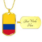 Colombia Flag Necklace Colombia Flag Stainless Steel or 18k Gold Dog Tag 24" - Express Your Love Gifts
