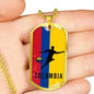 Colombia World Futbol/Soccer Necklace Stainless Steel or 18k Gold Dog Tag 24" Chain-Express Your Love Gifts