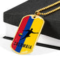 Colombia World Futbol/Soccer Necklace Stainless Steel or 18k Gold Dog Tag 24" Chain-Express Your Love Gifts