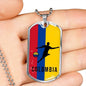Colombia World Futbol/Soccer Necklace Stainless Steel or 18k Gold Dog Tag 24" Chain-Express Your Love Gifts