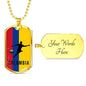 Colombia World Futbol/Soccer Necklace Stainless Steel or 18k Gold Dog Tag 24" Chain-Express Your Love Gifts