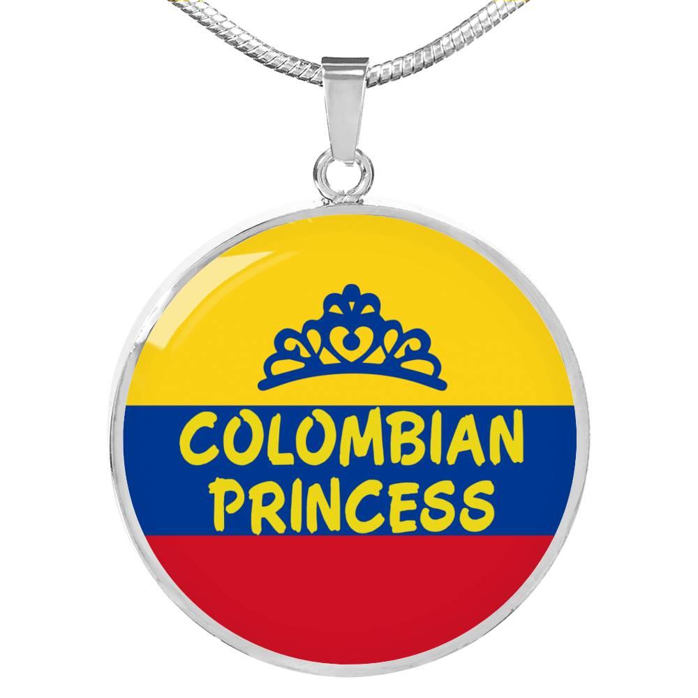 Colombian Princess Circle Pendant Necklace Stainless Steel or 18k Gold 18-22" - Express Your Love Gifts