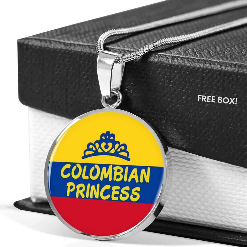 Colombian Princess Circle Pendant Necklace Stainless Steel or 18k Gold 18-22" - Express Your Love Gifts