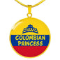 Colombian Princess Circle Pendant Necklace Stainless Steel or 18k Gold 18-22" - Express Your Love Gifts