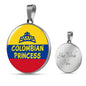 Colombian Princess Circle Pendant Necklace Stainless Steel or 18k Gold 18-22" - Express Your Love Gifts