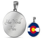 Colorado State Flag Necklace Stainless Steel or 18k Gold Circle Pendant 18-22" - Express Your Love Gifts