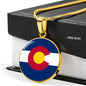 Colorado State Flag Necklace Stainless Steel or 18k Gold Circle Pendant 18-22" - Express Your Love Gifts