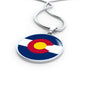 Colorado State Flag Necklace Stainless Steel or 18k Gold Circle Pendant 18-22" - Express Your Love Gifts