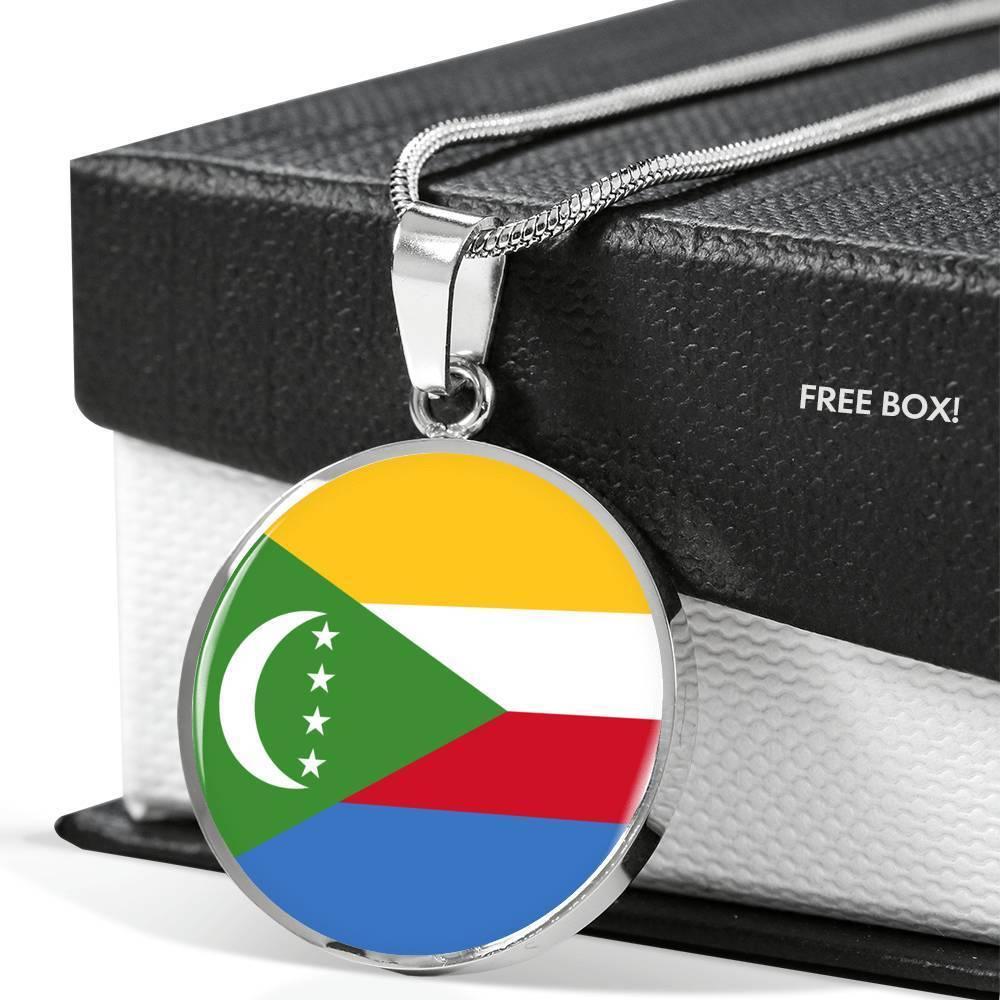 Comoros Flag Necklace Comoros Flag Stainless Steel or 18k Gold 18-22" - Express Your Love Gifts