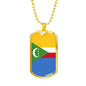 Comoros Flag Necklace Comoros Flag Stainless Steel or 18k Gold Dog Tag 24" - Express Your Love Gifts