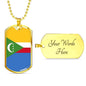 Comoros Flag Necklace Comoros Flag Stainless Steel or 18k Gold Dog Tag 24" - Express Your Love Gifts