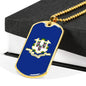 Connecticut Flag Pendant Stainless Steel or 18k Gold Dog Tag Necklace 24" Chain - Express Your Love Gifts