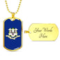 Connecticut Flag Pendant Stainless Steel or 18k Gold Dog Tag Necklace 24" Chain - Express Your Love Gifts