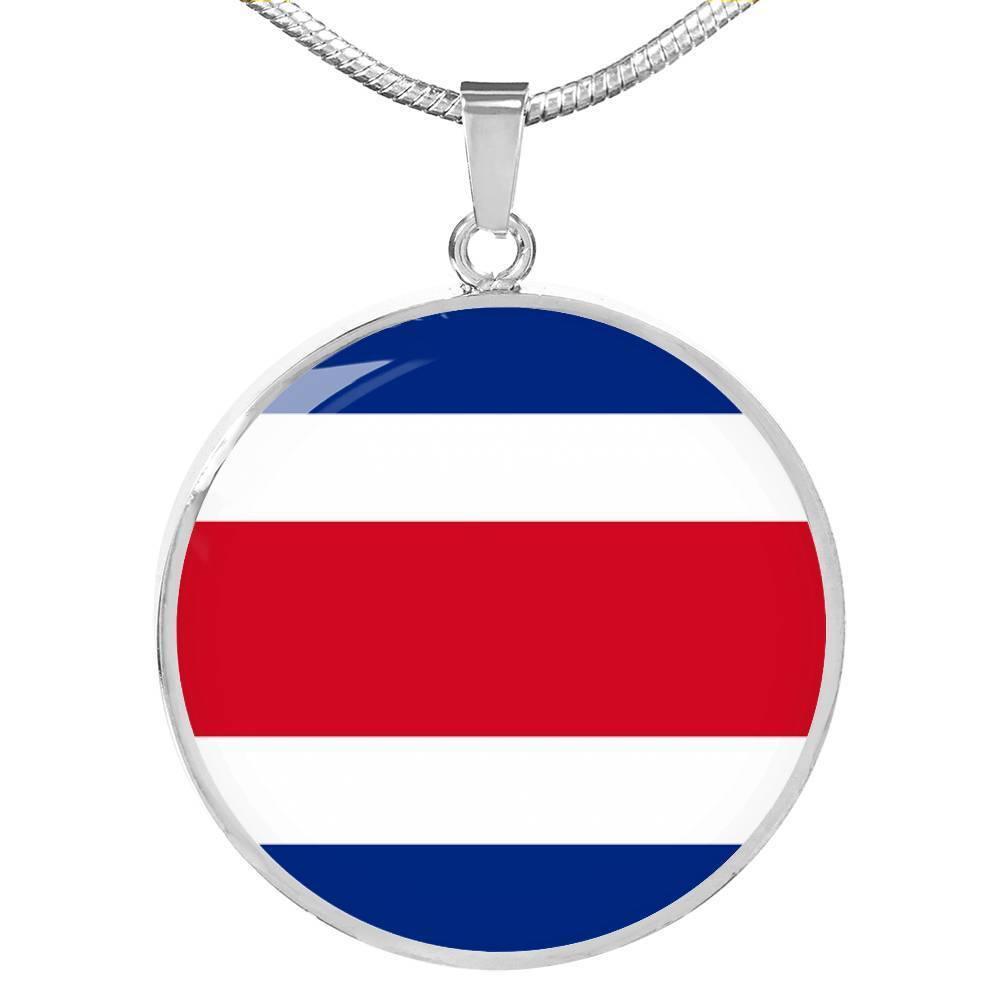 Costa Rica Flag Necklace Costa Rica Flag Stainless Steel or 18k Gold 18-22" - Express Your Love Gifts