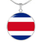 Costa Rica Flag Necklace Costa Rica Flag Stainless Steel or 18k Gold 18-22" - Express Your Love Gifts