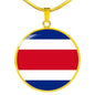 Costa Rica Flag Necklace Costa Rica Flag Stainless Steel or 18k Gold 18-22" - Express Your Love Gifts