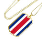 Costa Rica Flag Necklace Costa Rica Flag Stainless Steel or 18k Gold Dog Tag 24" - Express Your Love Gifts