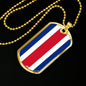 Costa Rica Flag Necklace Costa Rica Flag Stainless Steel or 18k Gold Dog Tag 24" - Express Your Love Gifts